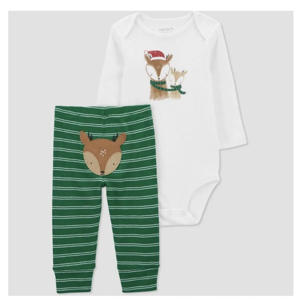 Carter's Christmas Deer Onesie & Pants Size 3 Months NWT
